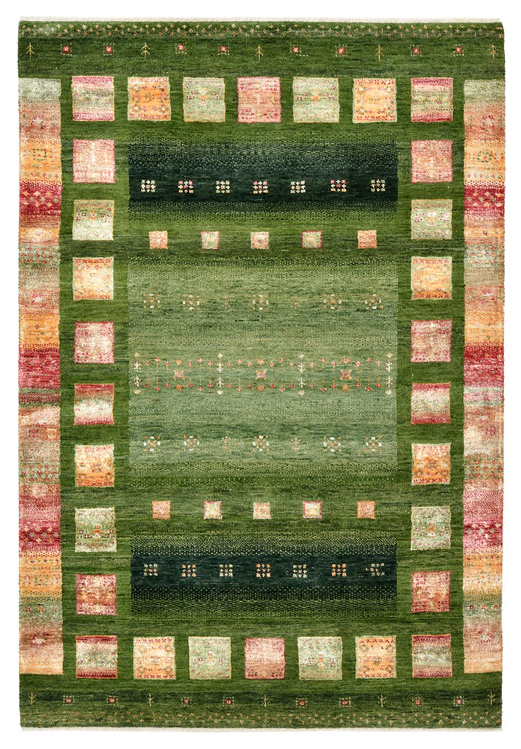 Gabbeh Teppich - Loribaft Indus - 154 x 106 cm - grün