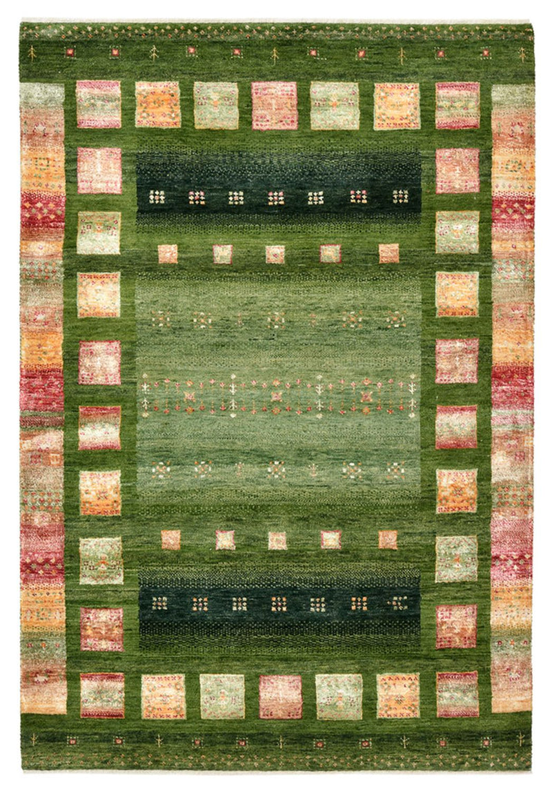 Gabbeh Teppich - Loribaft Indus - 154 x 106 cm - grün