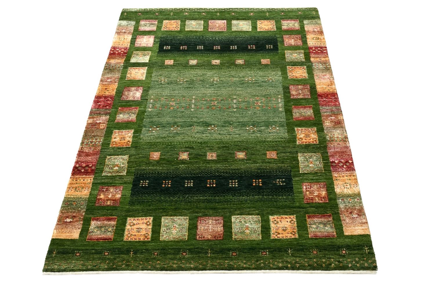 Gabbeh Teppich - Loribaft Indus - 154 x 106 cm - grün