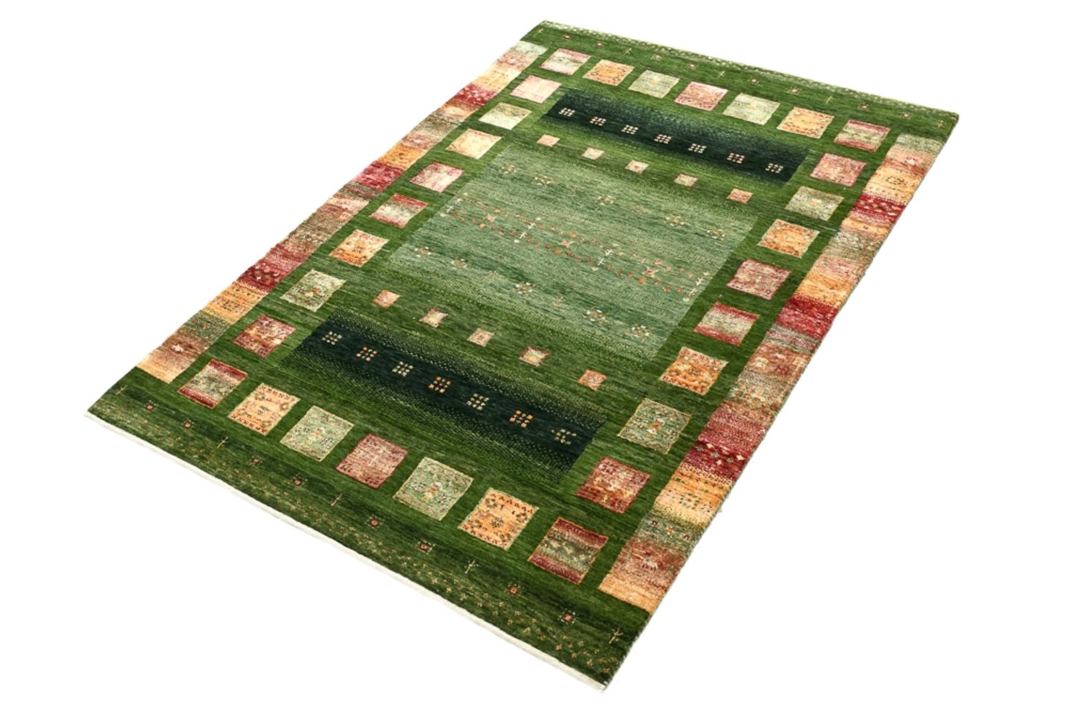 Gabbeh Teppich - Loribaft Indus - 154 x 106 cm - grün