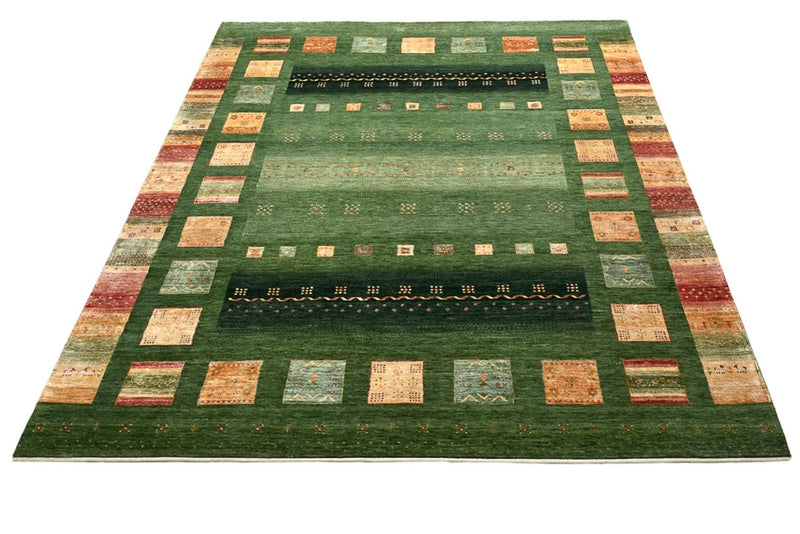 Gabbeh Teppich - Loribaft Indus - 302 x 249 cm - grün
