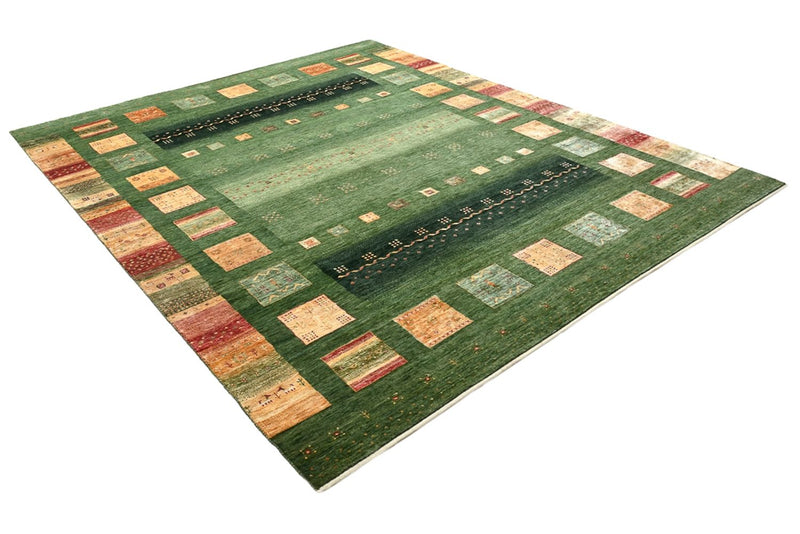 Gabbeh Teppich - Loribaft Indus - 302 x 249 cm - grün