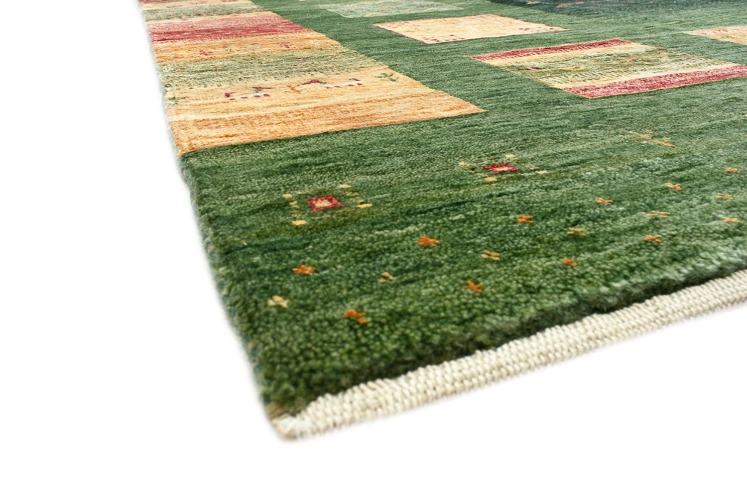 Gabbeh Teppich - Loribaft Indus - 302 x 249 cm - grün
