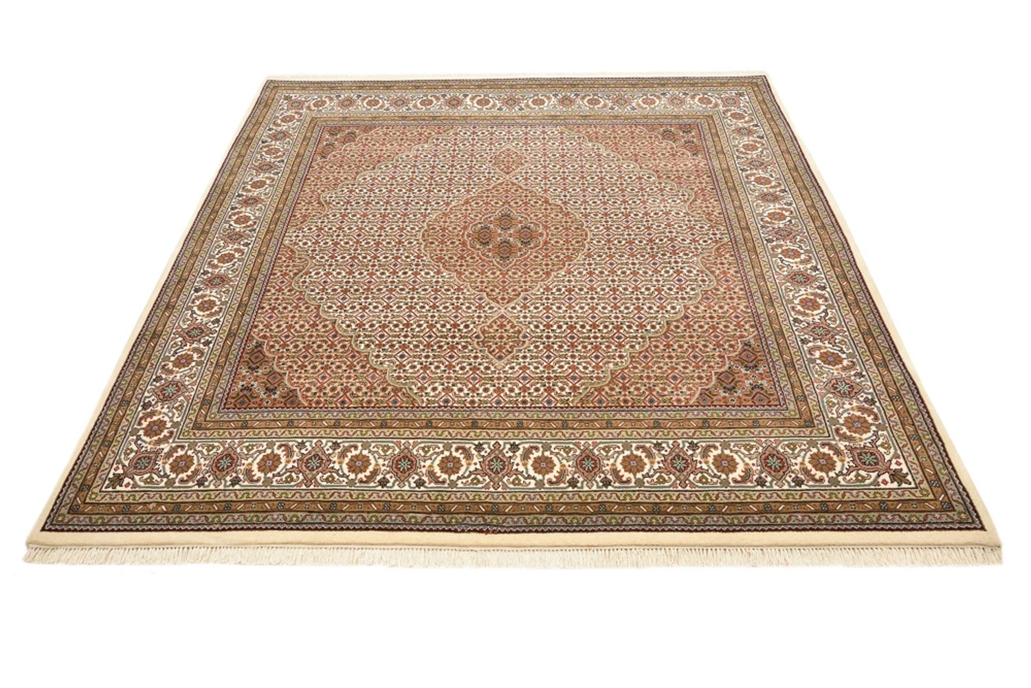 Orientteppich - Täbriz quadratisch  - 203 x 201 cm - dunkelbeige