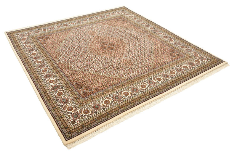 Orientteppich - Täbriz quadratisch  - 203 x 201 cm - dunkelbeige