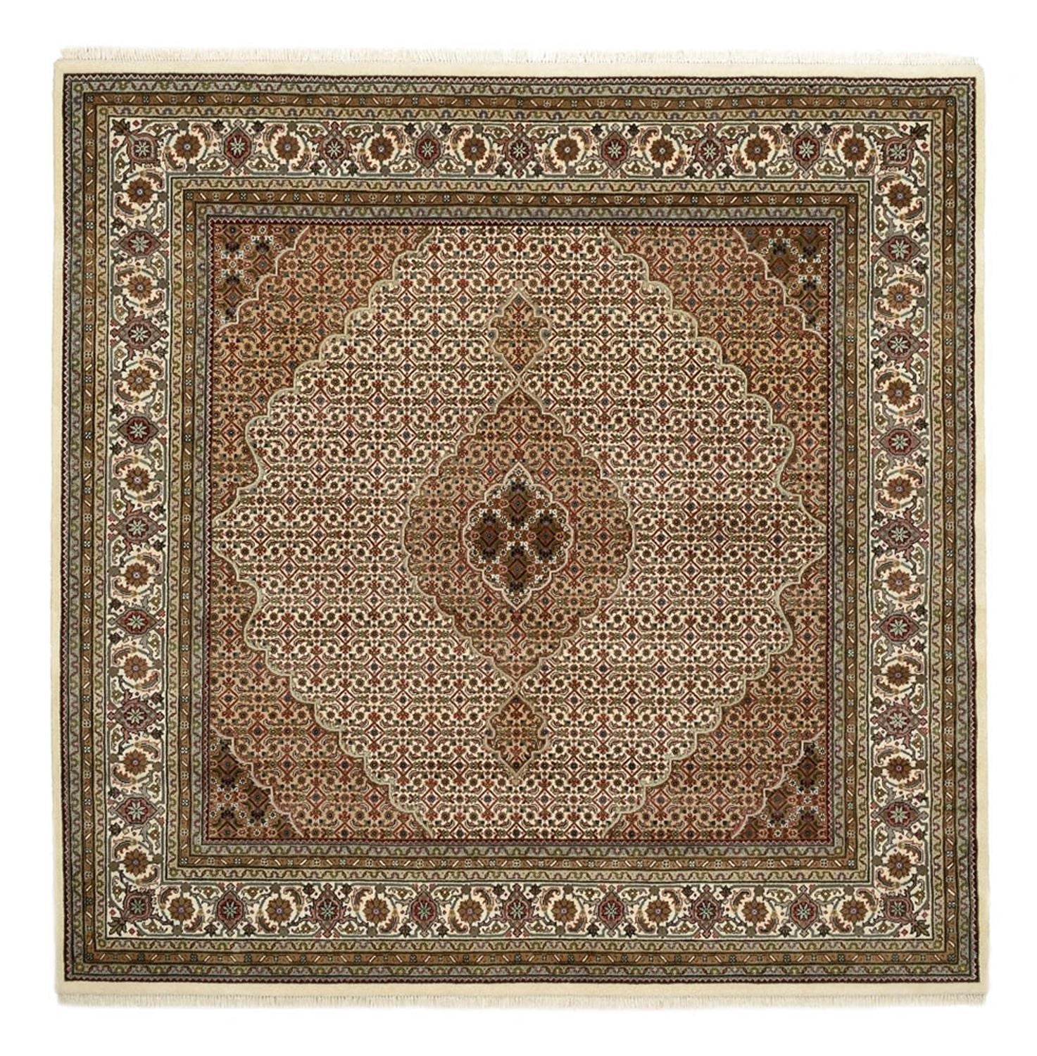 Orientteppich - Täbriz quadratisch  - 203 x 201 cm - dunkelbeige