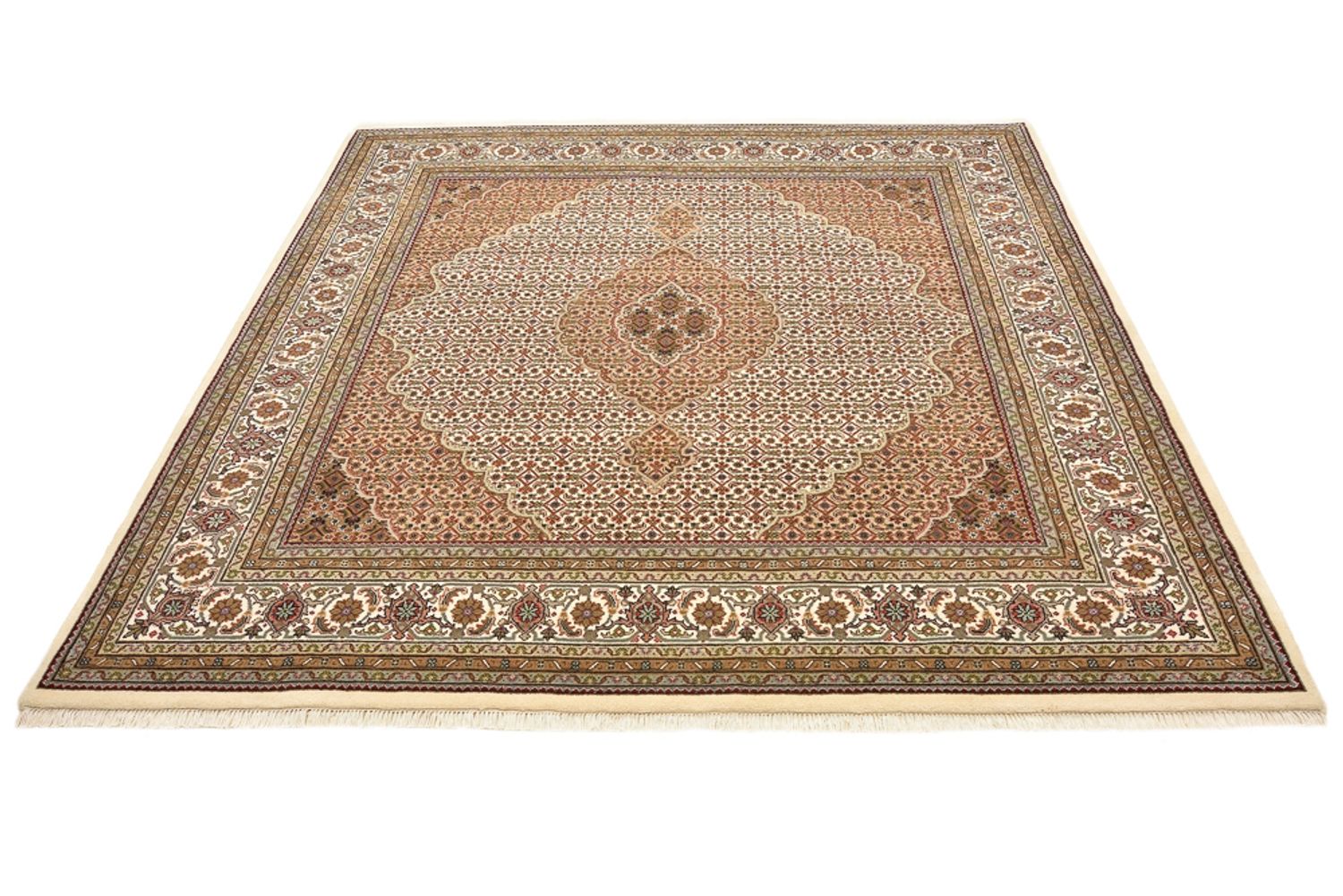 Orientteppich - Täbriz quadratisch  - 203 x 201 cm - dunkelbeige