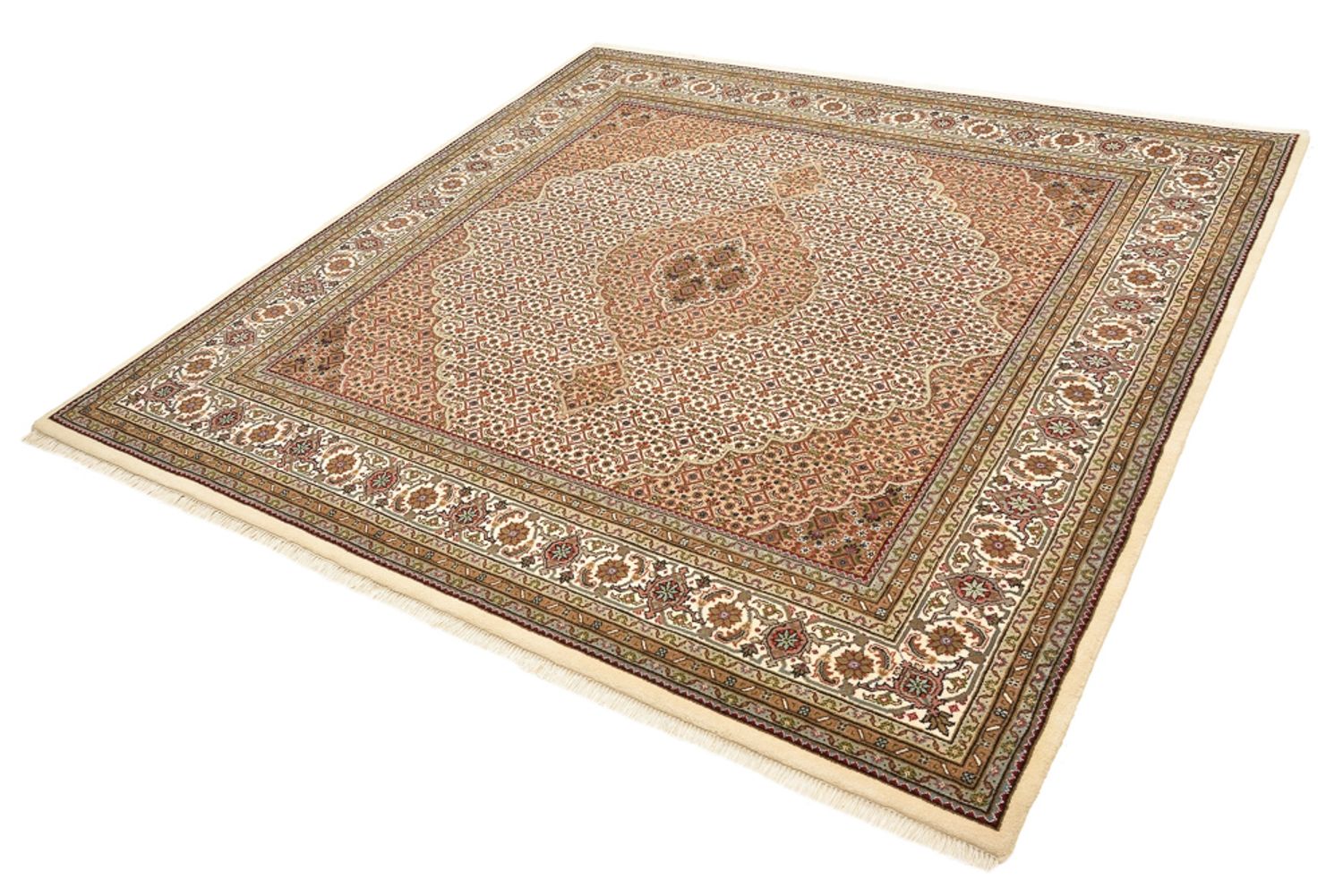 Orientteppich - Täbriz quadratisch  - 203 x 201 cm - dunkelbeige