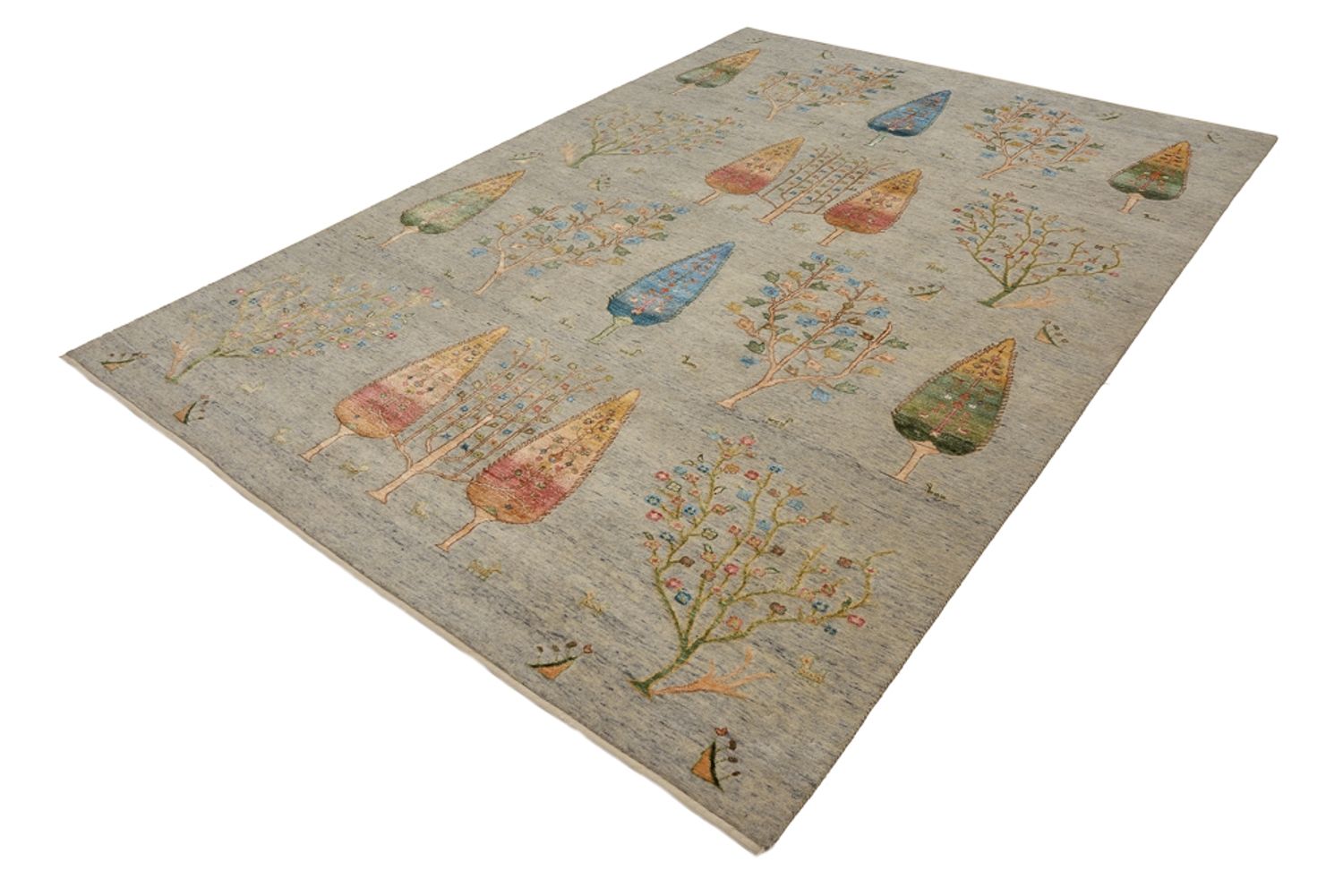 Gabbeh Teppich - Loribaft Indus - 295 x 206 cm - hellgrau