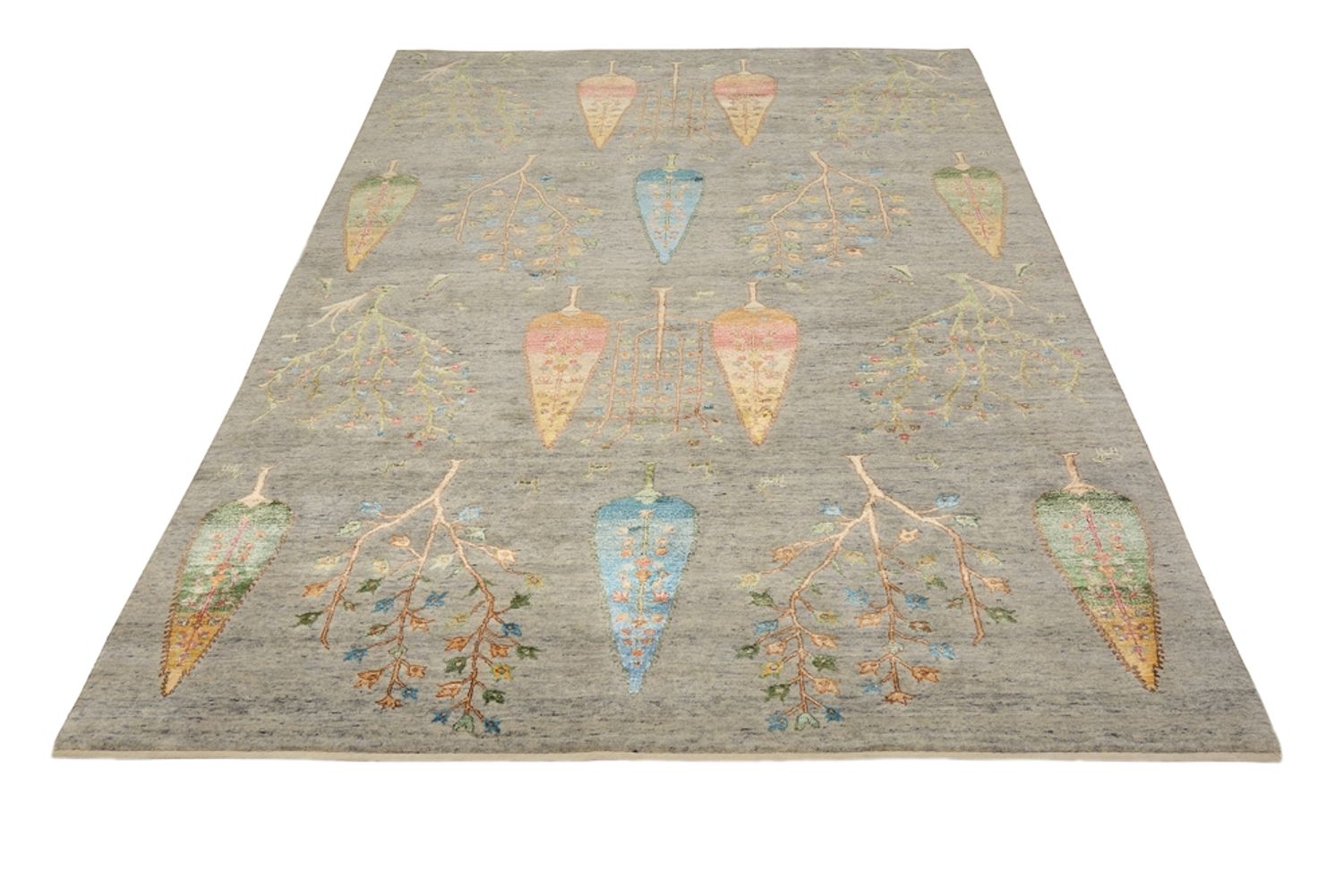 Gabbeh Teppich - Loribaft Indus - 241 x 173 cm - hellgrau