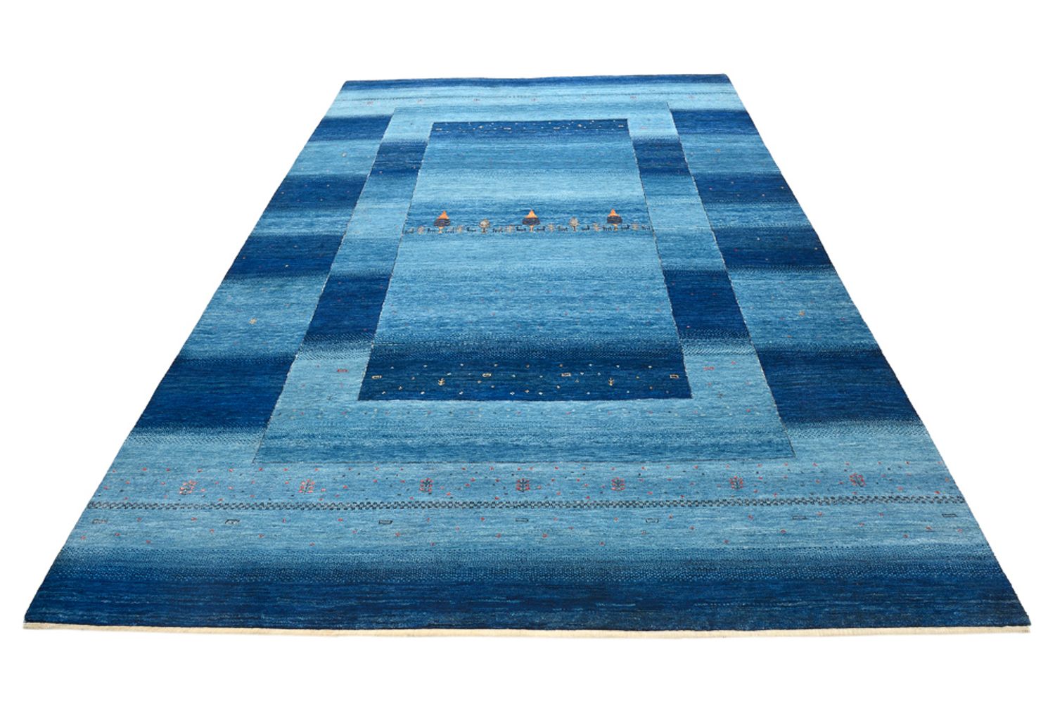 Gabbeh Teppich - Loribaft Indus - 294 x 205 cm - seeblau