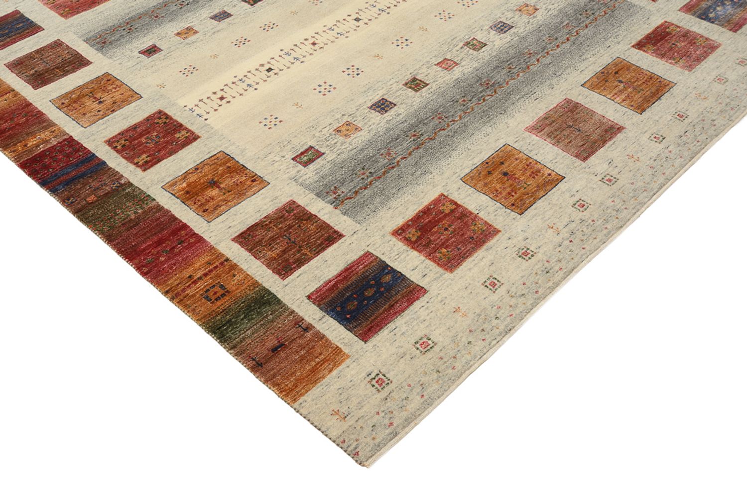 Gabbeh Teppich - Loribaft Indus quadratisch  - 206 x 204 cm - dunkelbeige