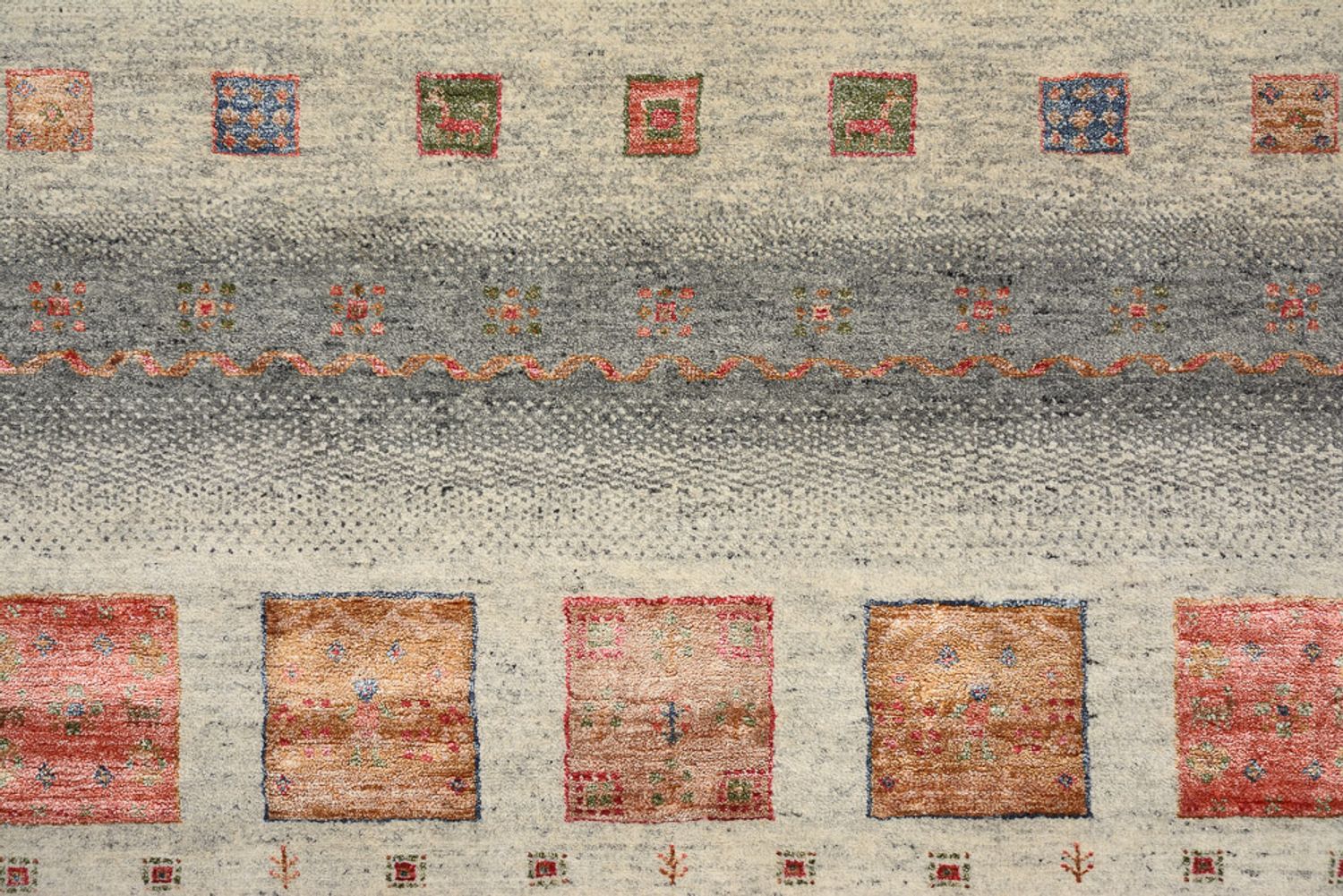Gabbeh Teppich - Loribaft Indus quadratisch  - 156 x 156 cm - dunkelbeige