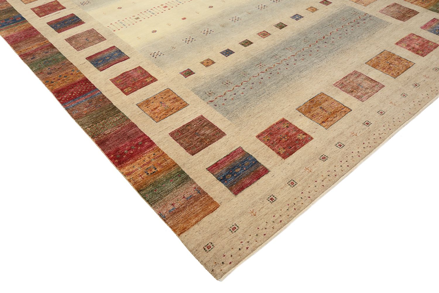 Gabbeh Teppich - Loribaft Indus - 351 x 254 cm - dunkelbeige