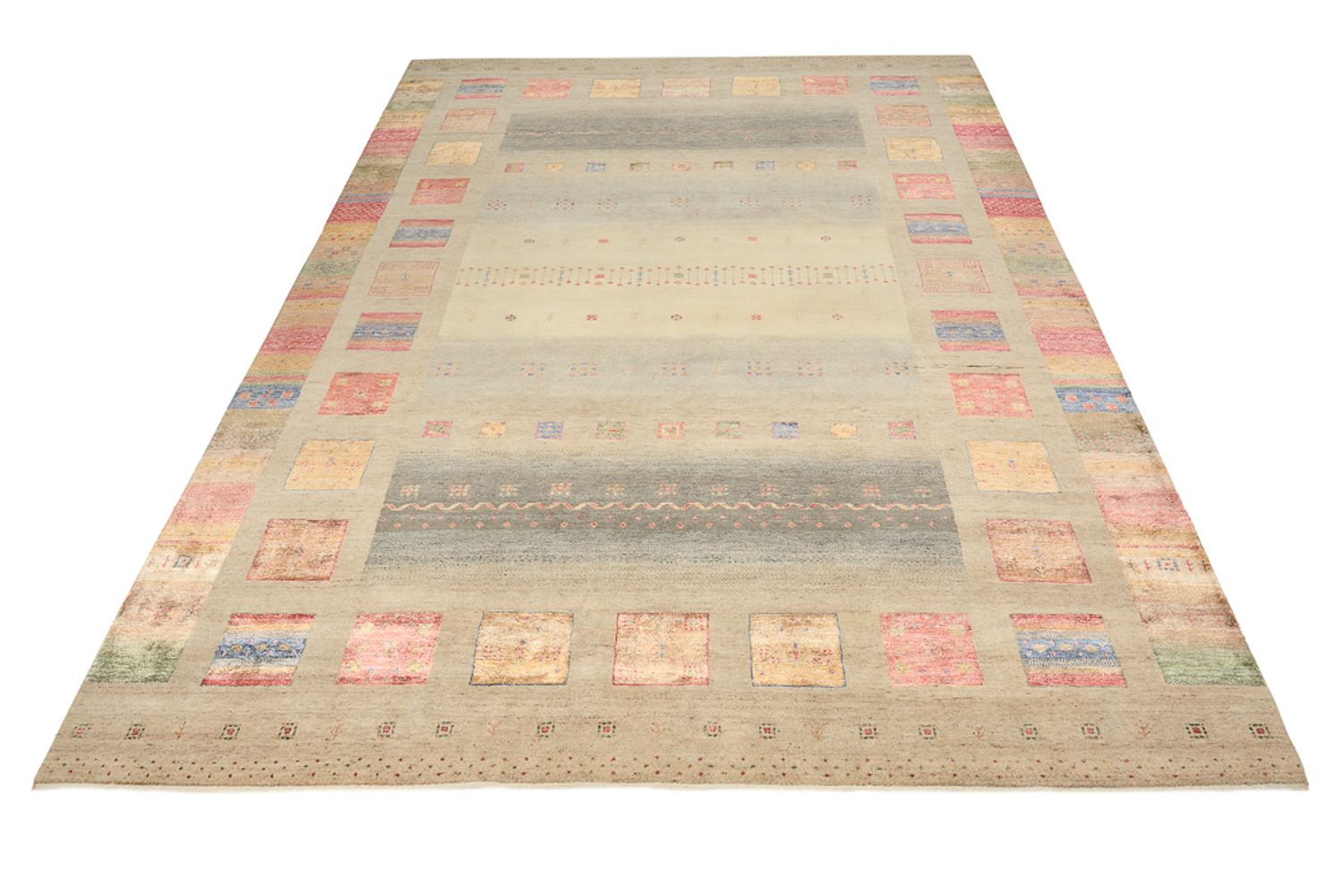 Gabbeh Teppich - Loribaft Indus - 351 x 254 cm - dunkelbeige