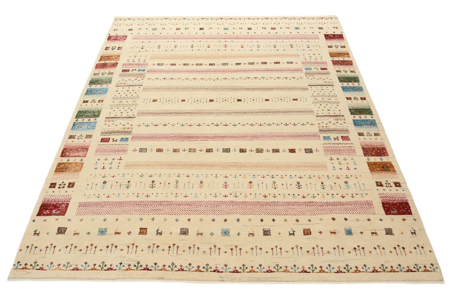 Gabbeh Teppich - Loribaft Indus - 201 x 155 cm - hellbeige