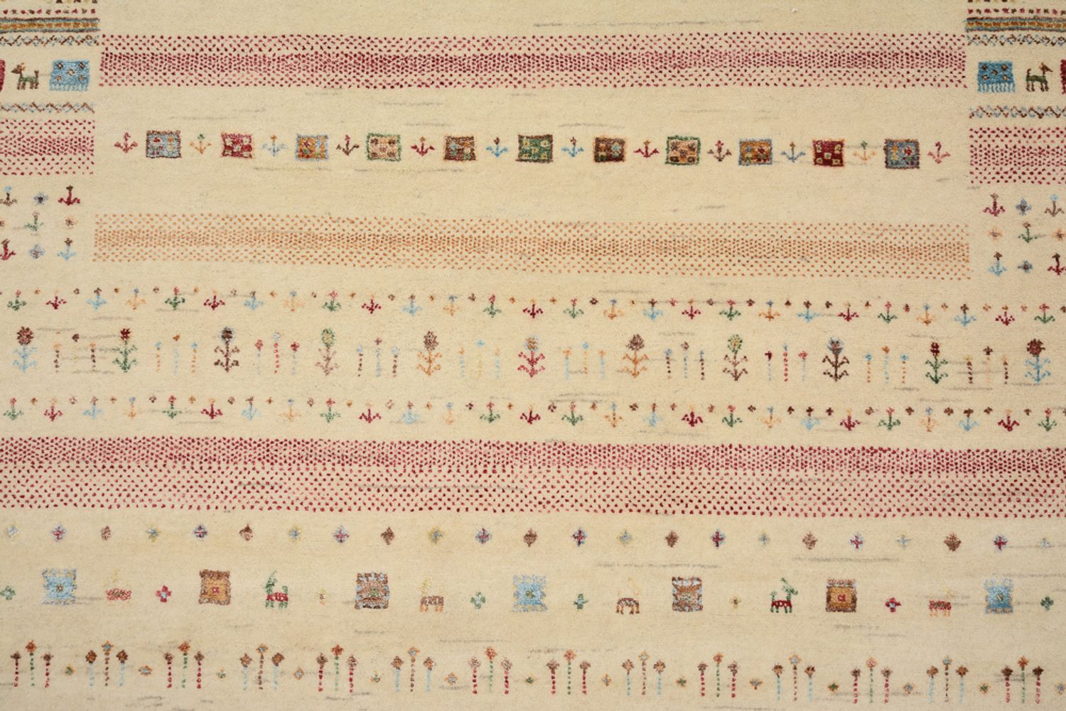 Gabbeh Teppich - Loribaft Indus - 201 x 155 cm - hellbeige