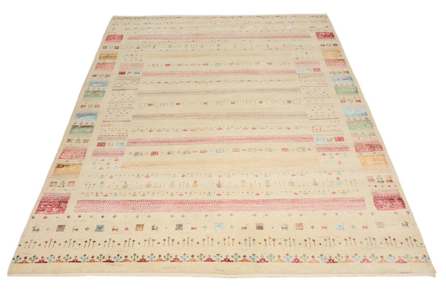 Gabbeh Teppich - Loribaft Indus - 201 x 155 cm - hellbeige