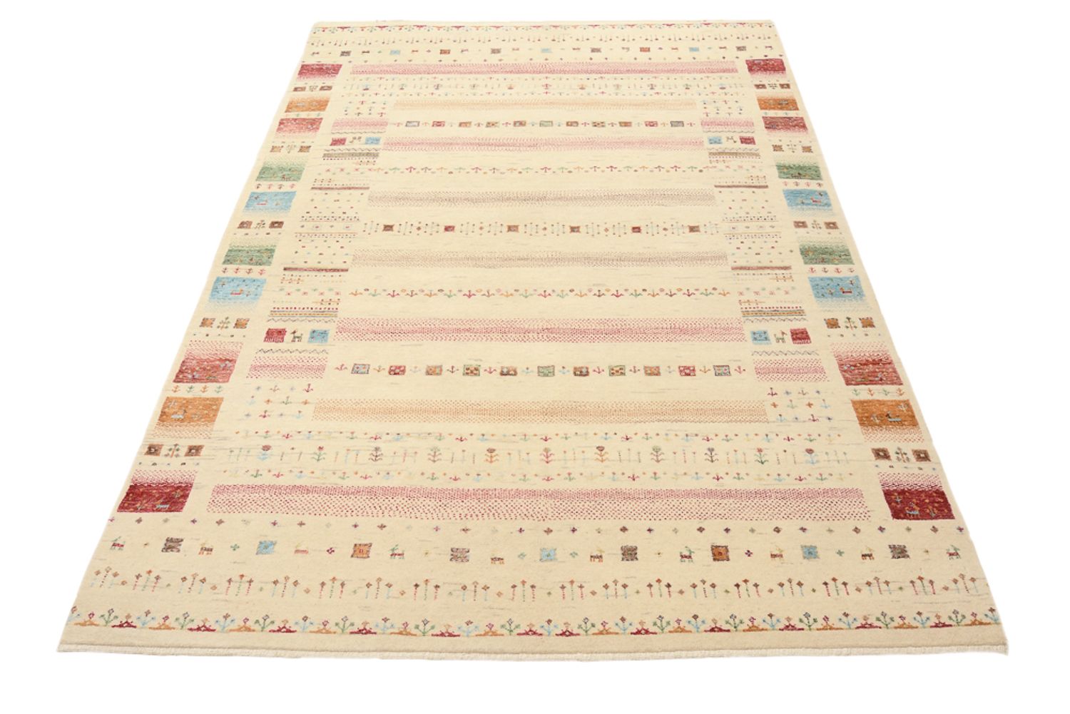 Gabbeh Teppich - Loribaft Indus - 206 x 149 cm - hellbeige