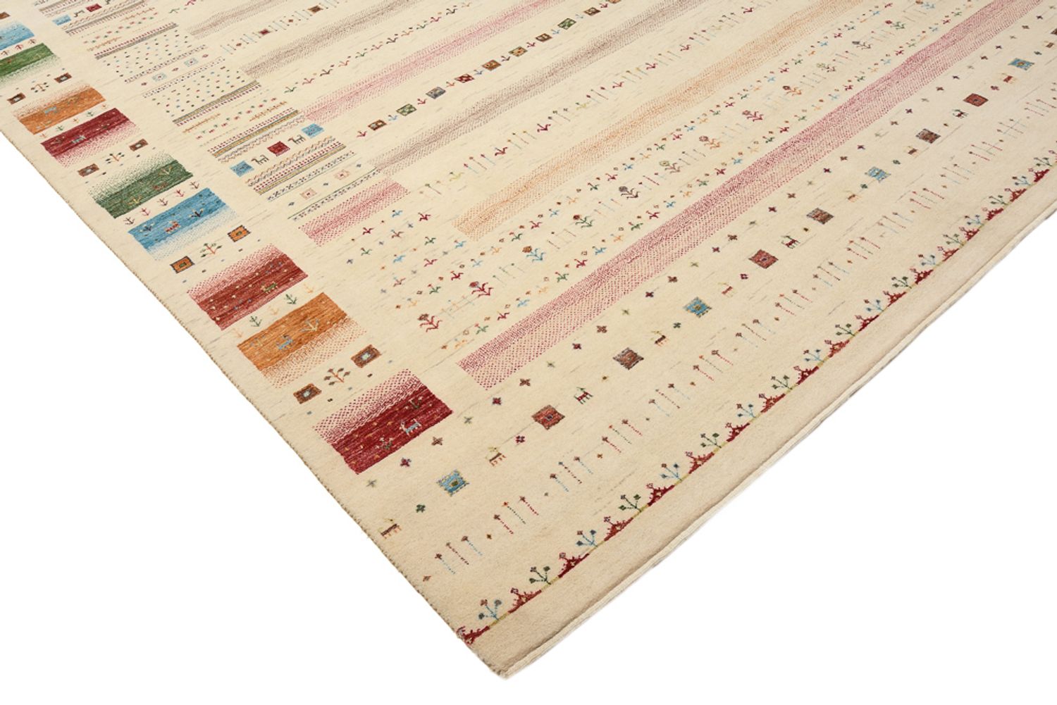 Gabbeh Teppich - Loribaft Indus - 356 x 251 cm - hellbeige
