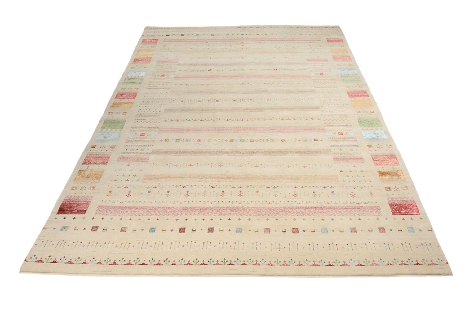 Gabbeh Teppich - Loribaft Indus - 356 x 251 cm - hellbeige