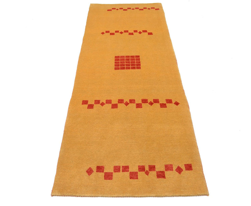 Gabbeh Teppich - Loribaft Perser 241 x 87 cm - senfgelb