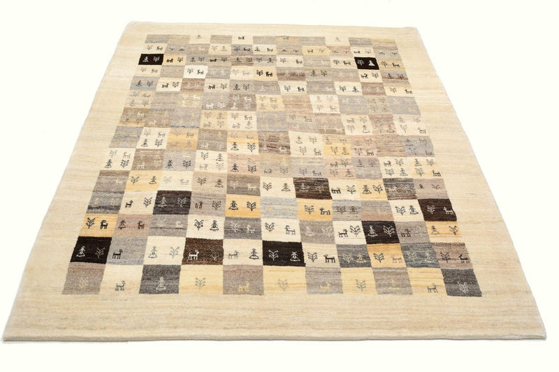 Gabbeh Teppich - Loribaft Perser 191 x 154 cm - hellbraun
