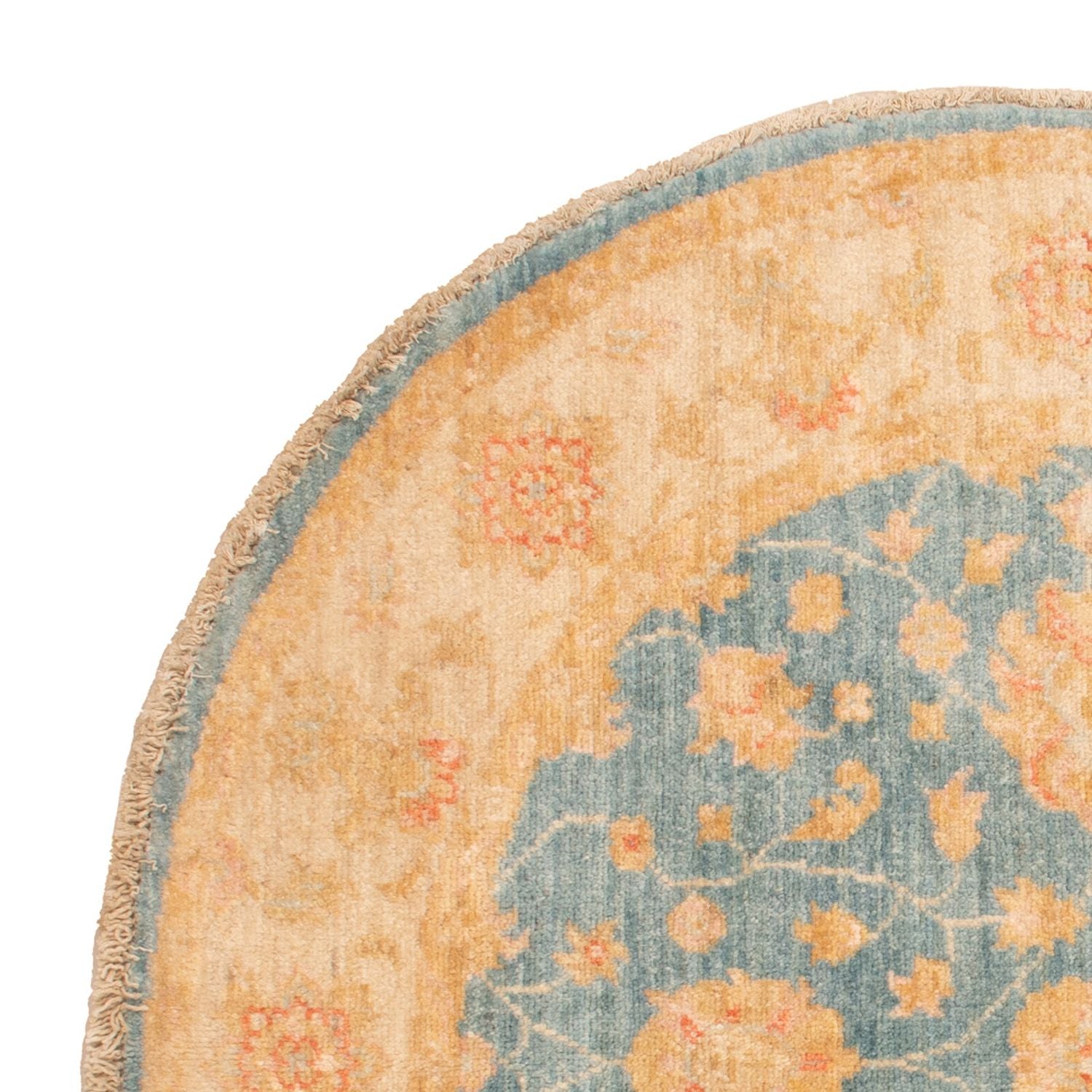 Ziegler Teppich rund  - 97 x 99 cm - hellblau
