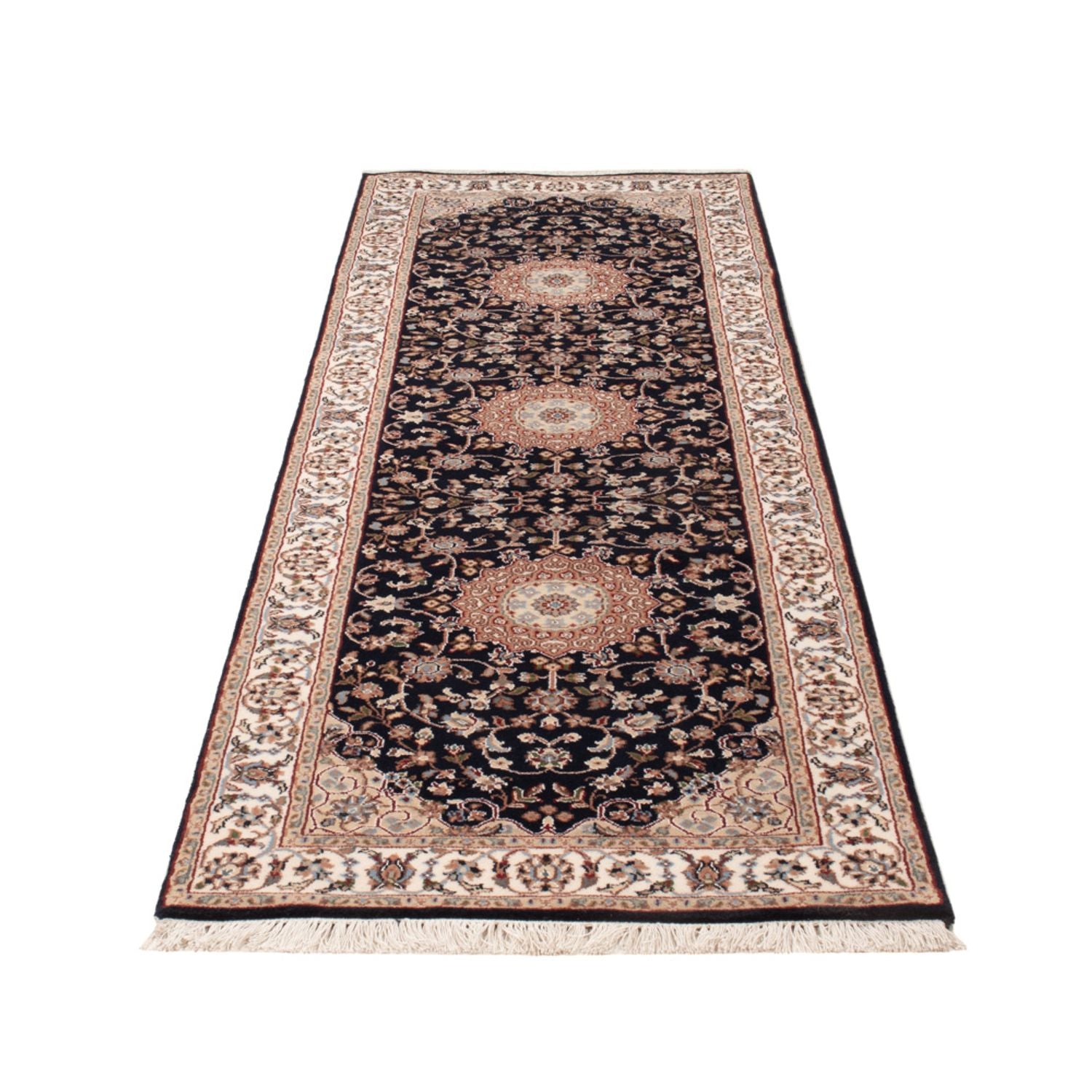 Läufer Orient - Nain - Indus - 253 x 81 cm - dunkelblau