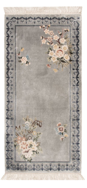 Seidenteppich - China Seide - 124 x 60 cm - silber