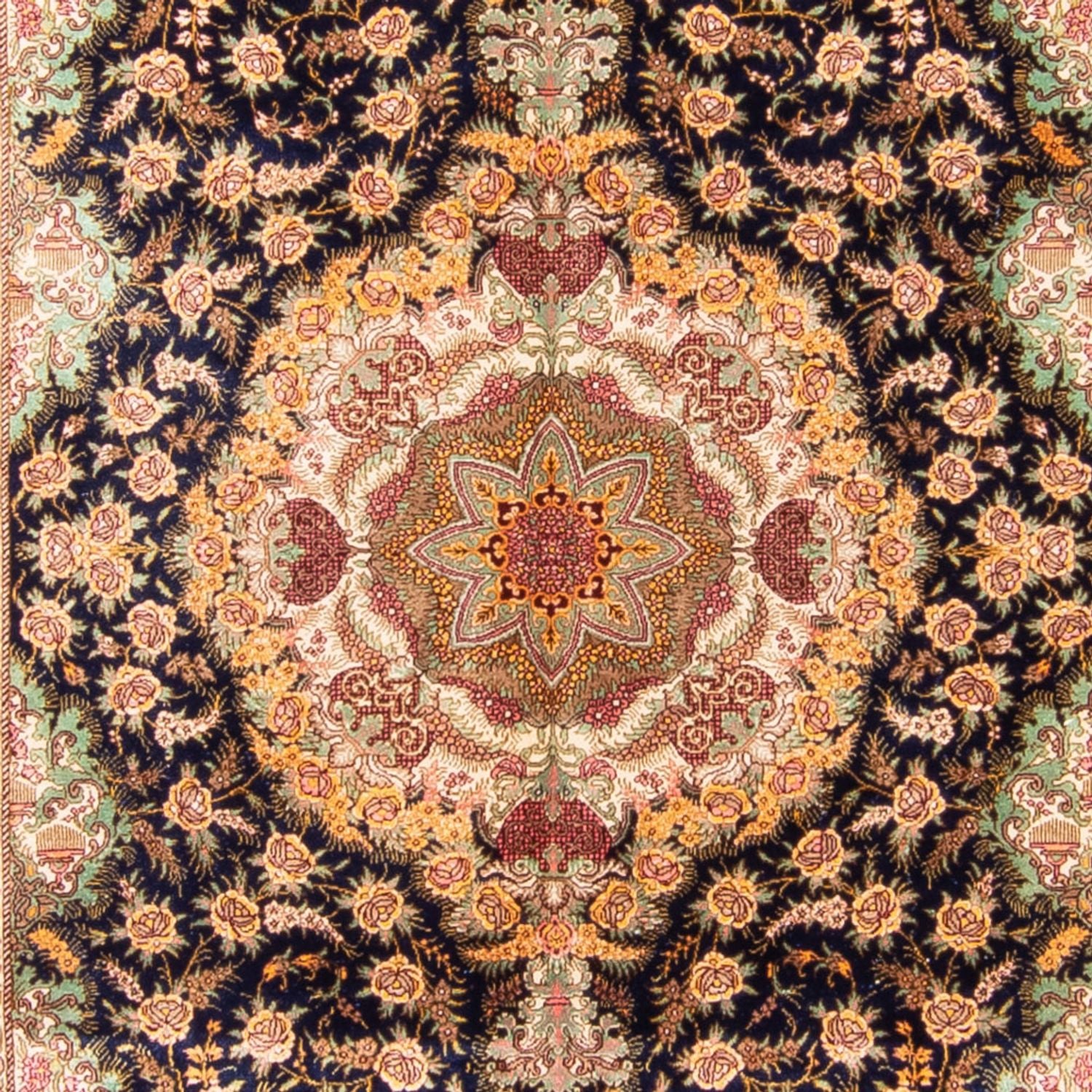 Seidenteppich - Ghom Seide - Premium - 152 x 102 cm - dunkelblau