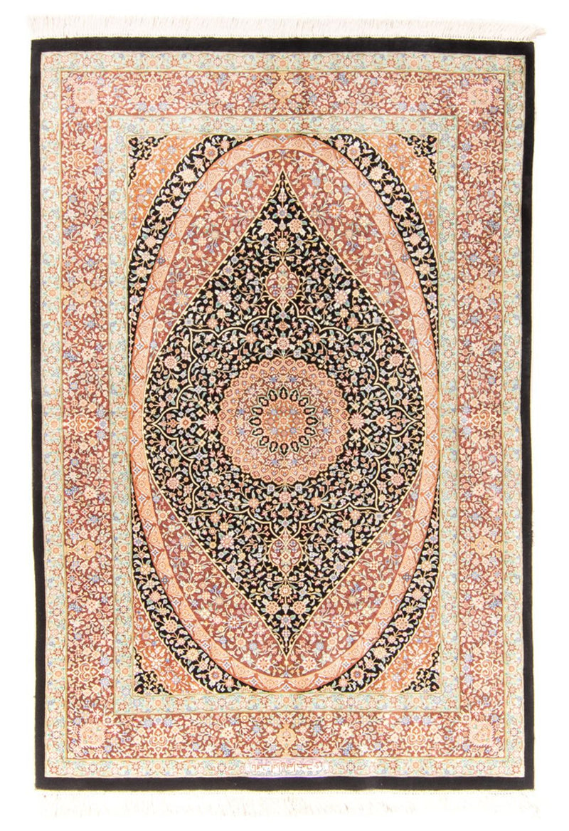 Seidenteppich - Ghom Seide - Premium - 154 x 101 cm - dunkelblau