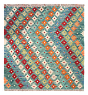 Kelim Teppich - Splash quadratisch  - 88 x 90 cm - mehrfarbig