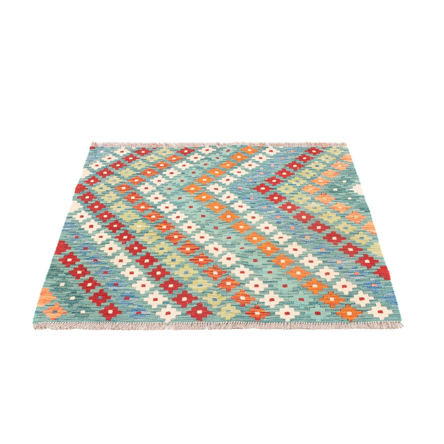Kelim Teppich - Splash quadratisch  - 88 x 90 cm - mehrfarbig