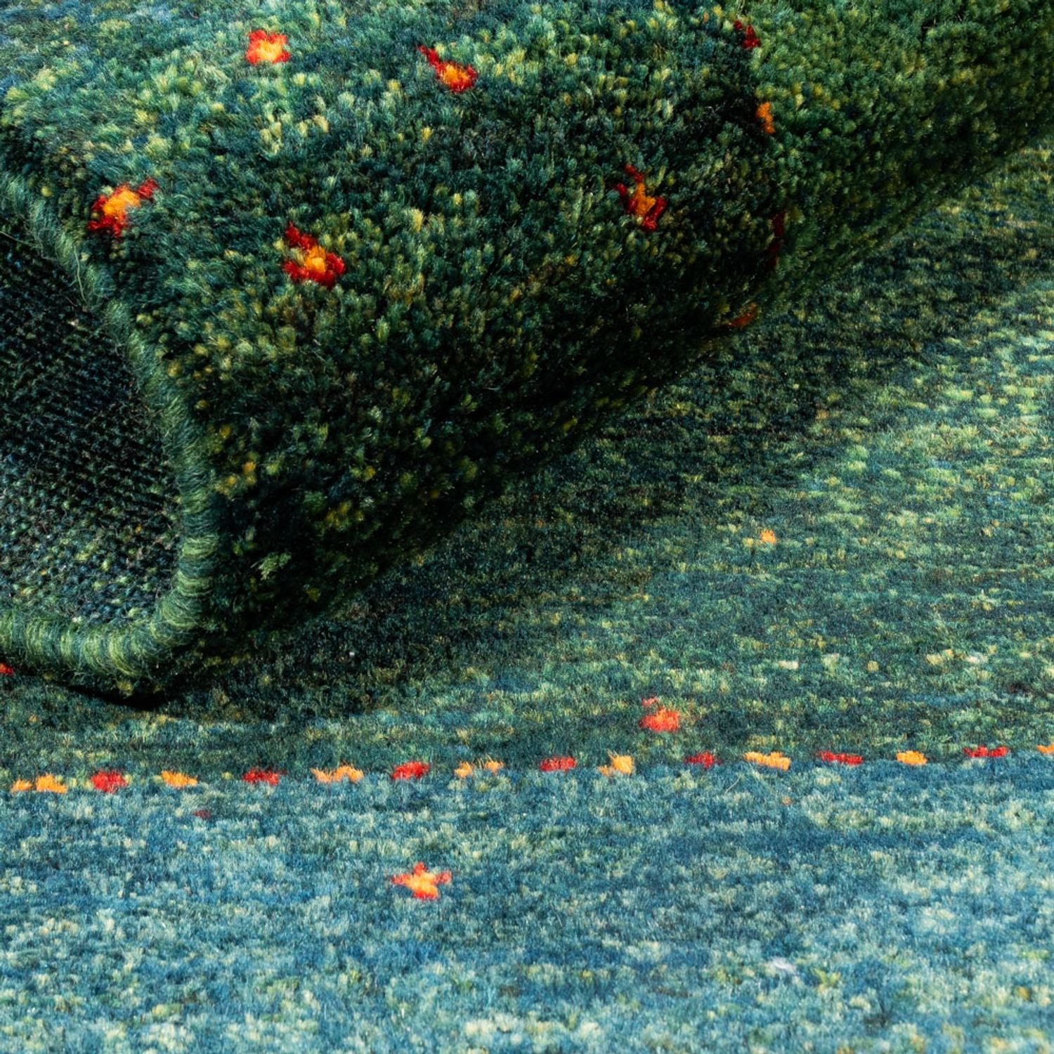 Gabbeh Teppich - Loribaft Perser - 121 x 80 cm - grün