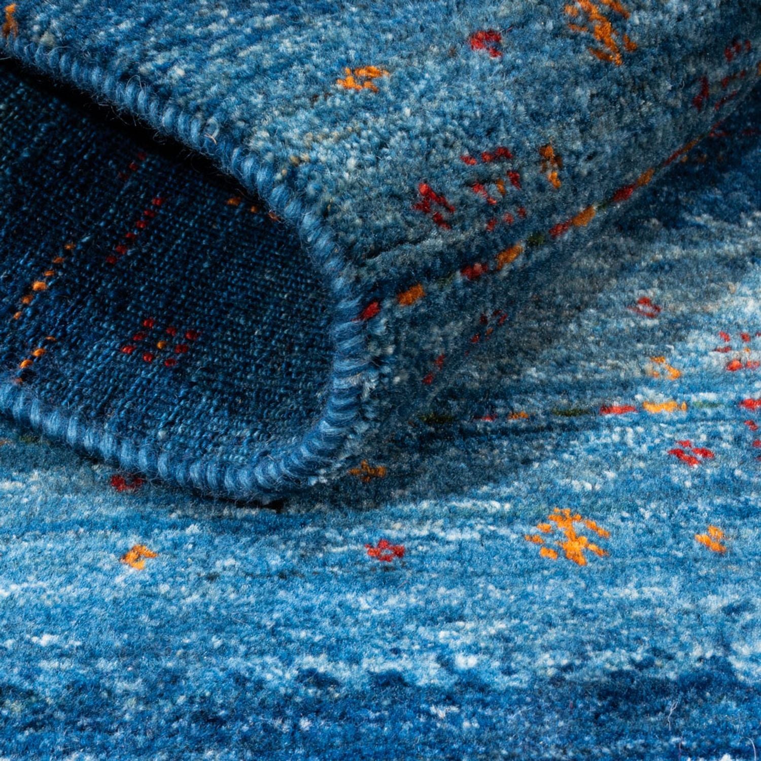 Gabbeh Teppich - Loribaft Perser - 112 x 100 cm - blau
