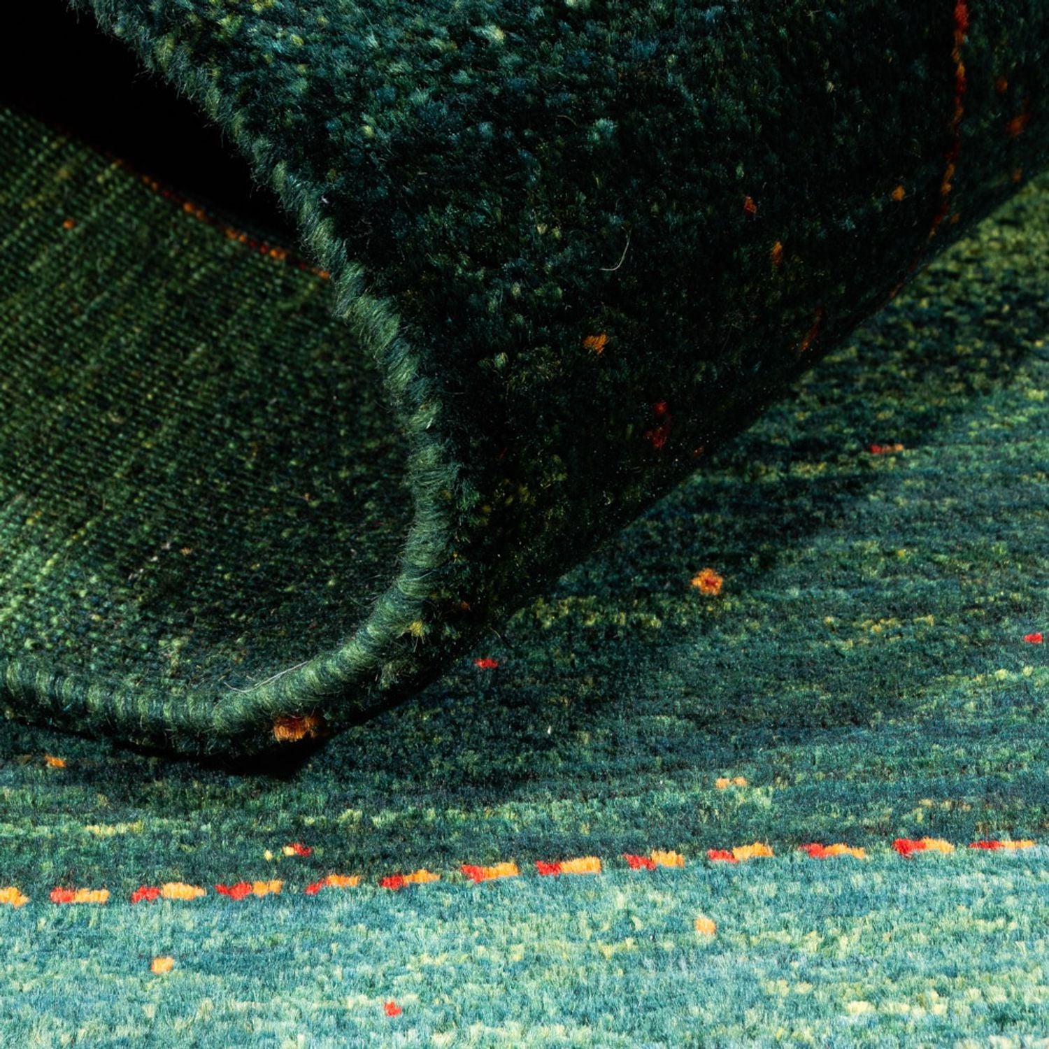Gabbeh Teppich - Loribaft Perser - 147 x 100 cm - grün