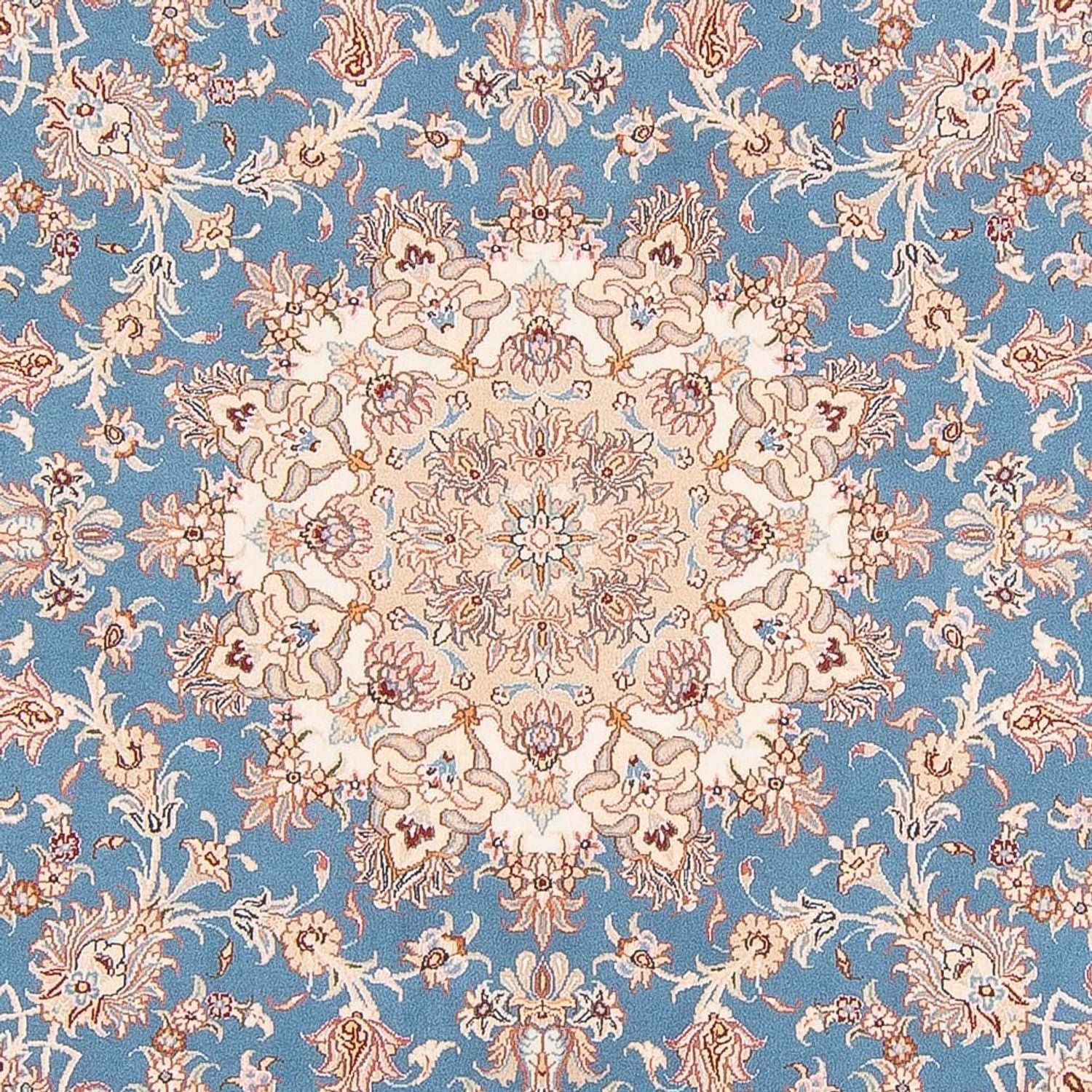 Perserteppich - Täbriz - Royal rund  - 200 x 200 cm - hellblau