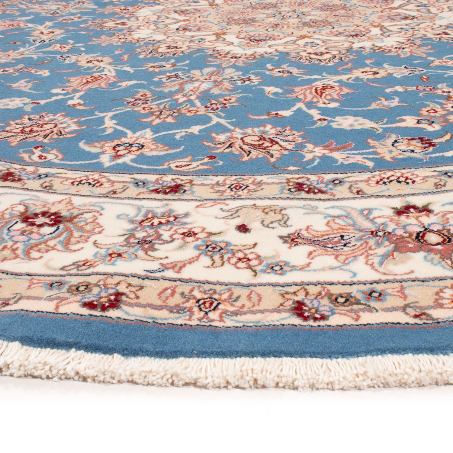 Perserteppich - Täbriz - Royal rund  - 200 x 200 cm - hellblau