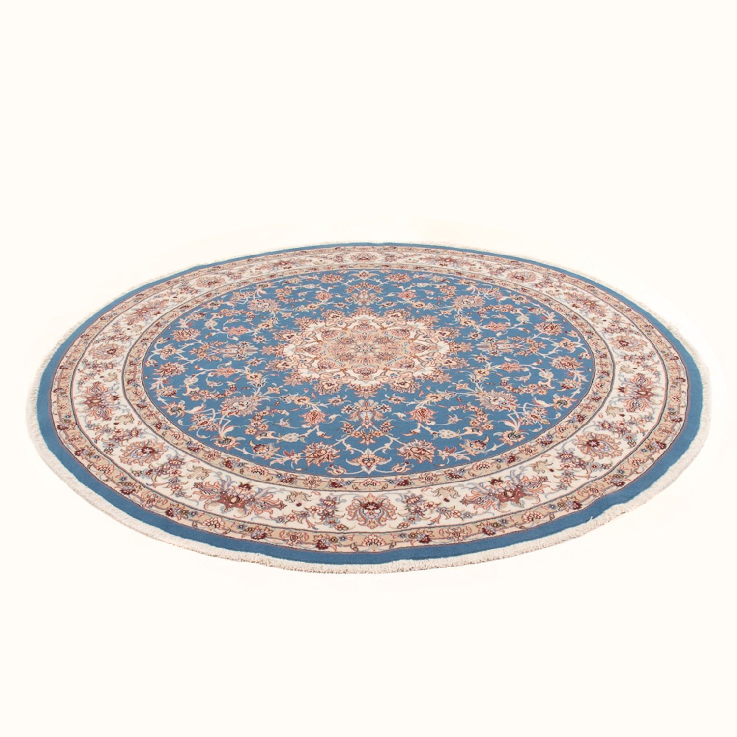 Perserteppich - Täbriz - Royal rund  - 200 x 200 cm - hellblau