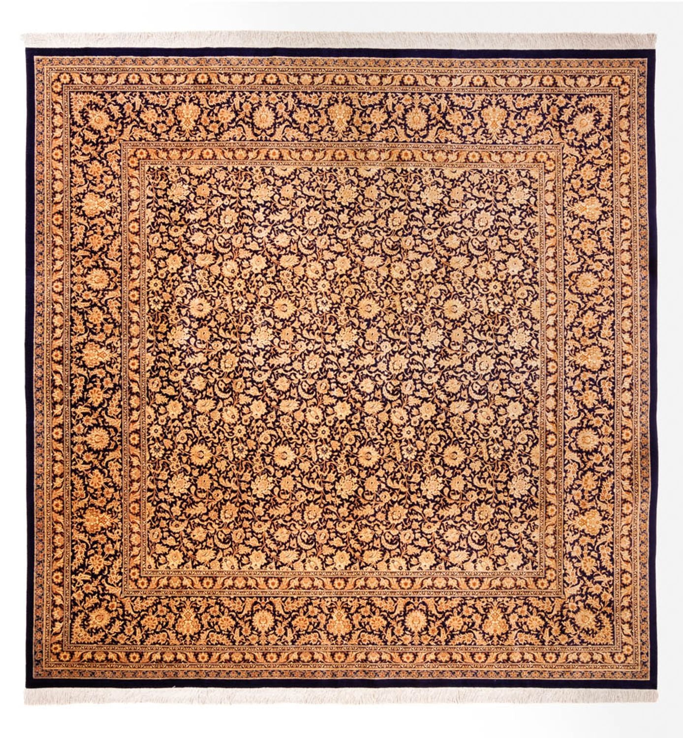 Seidenteppich - Ghom Seide - Premium quadratisch  - 247 x 243 cm - dunkelbeige