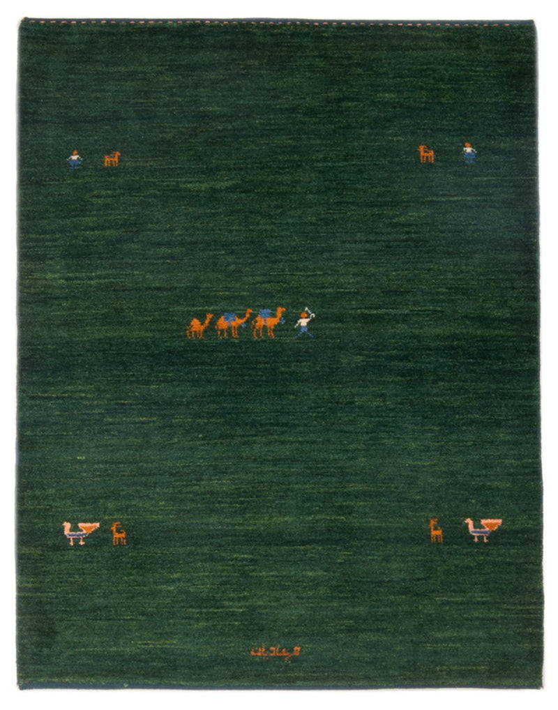 Gabbeh Teppich - Perser - 151 x 104 cm - dunkelgrün