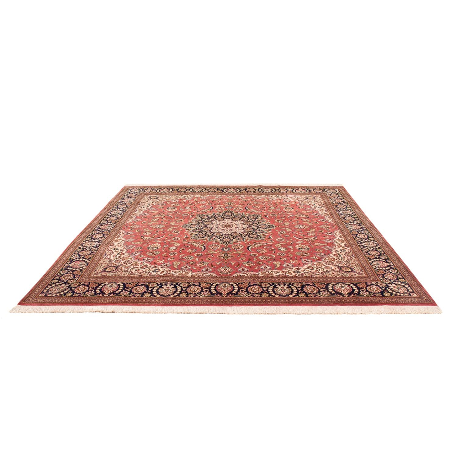 Seidenteppich - Ghom Seide - Premium quadratisch  - 247 x 247 cm - hellrot