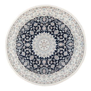 Perserteppich - Nain - Premium rund  - 150 x 150 cm - dunkelblau