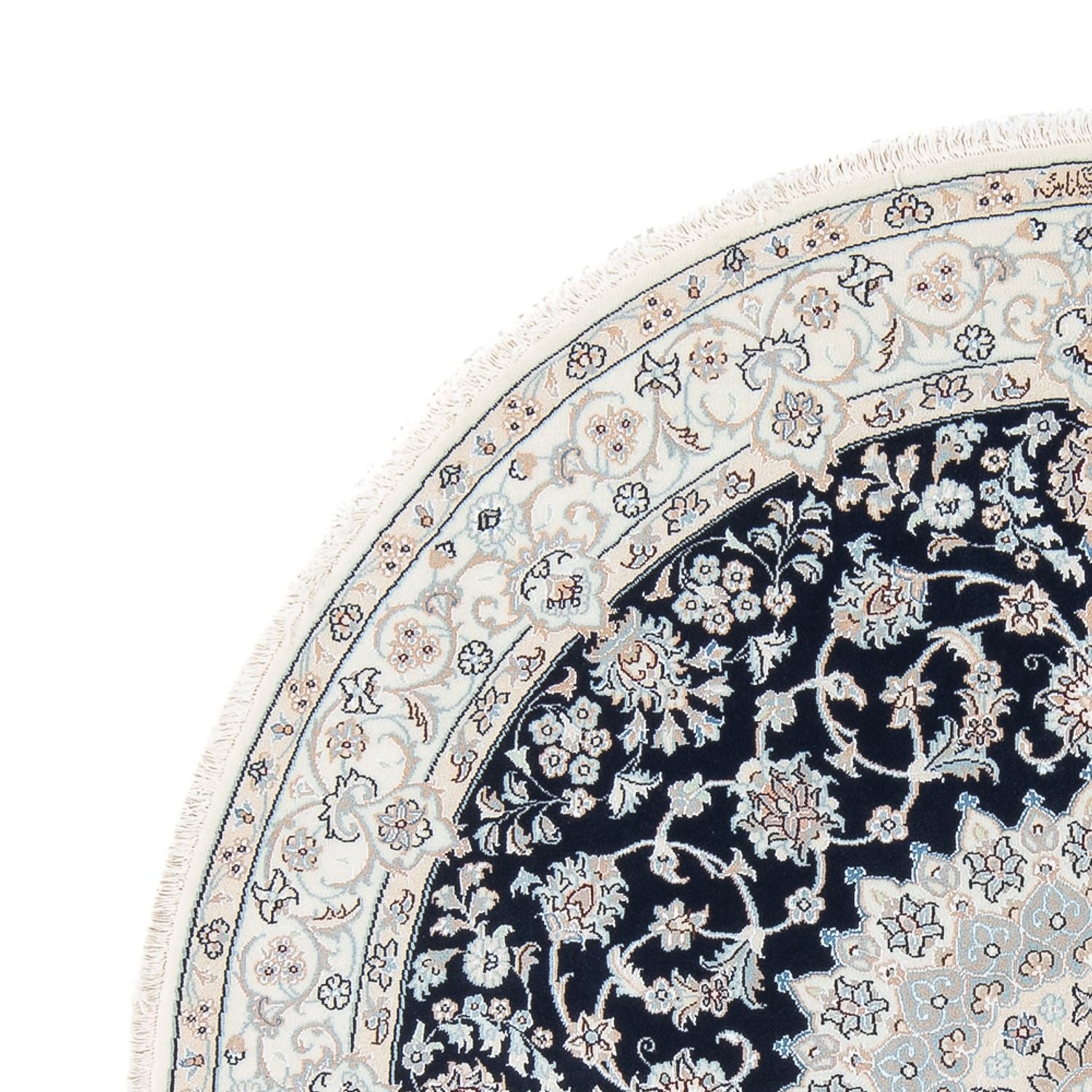 Perserteppich - Nain - Premium rund  - 150 x 150 cm - dunkelblau