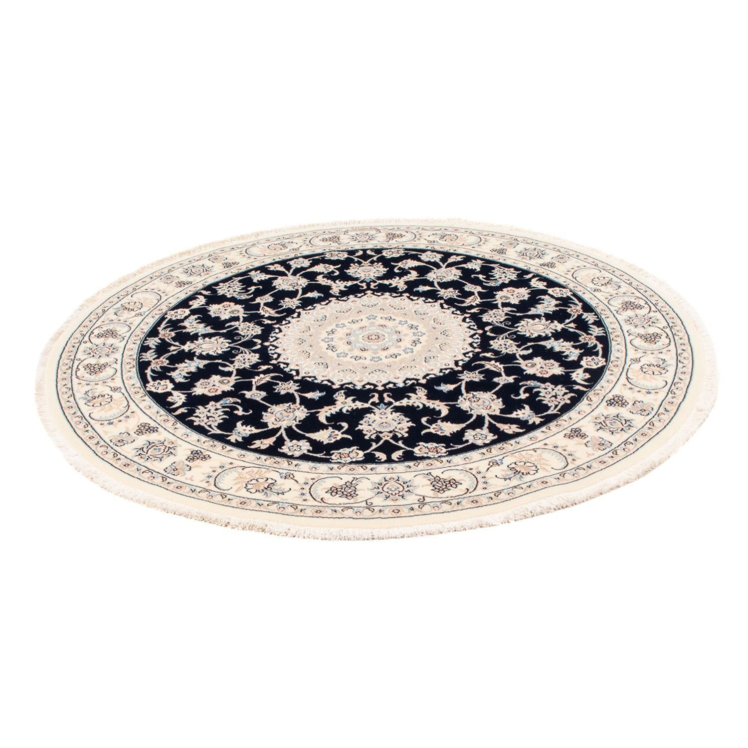 Perserteppich - Nain - Premium rund  - 150 x 150 cm - dunkelblau