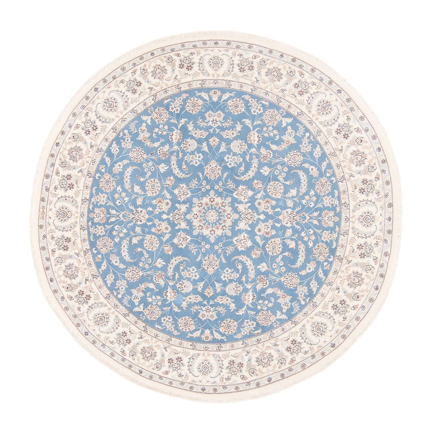 Perserteppich - Nain rund  - 200 x 200 cm - hellblau