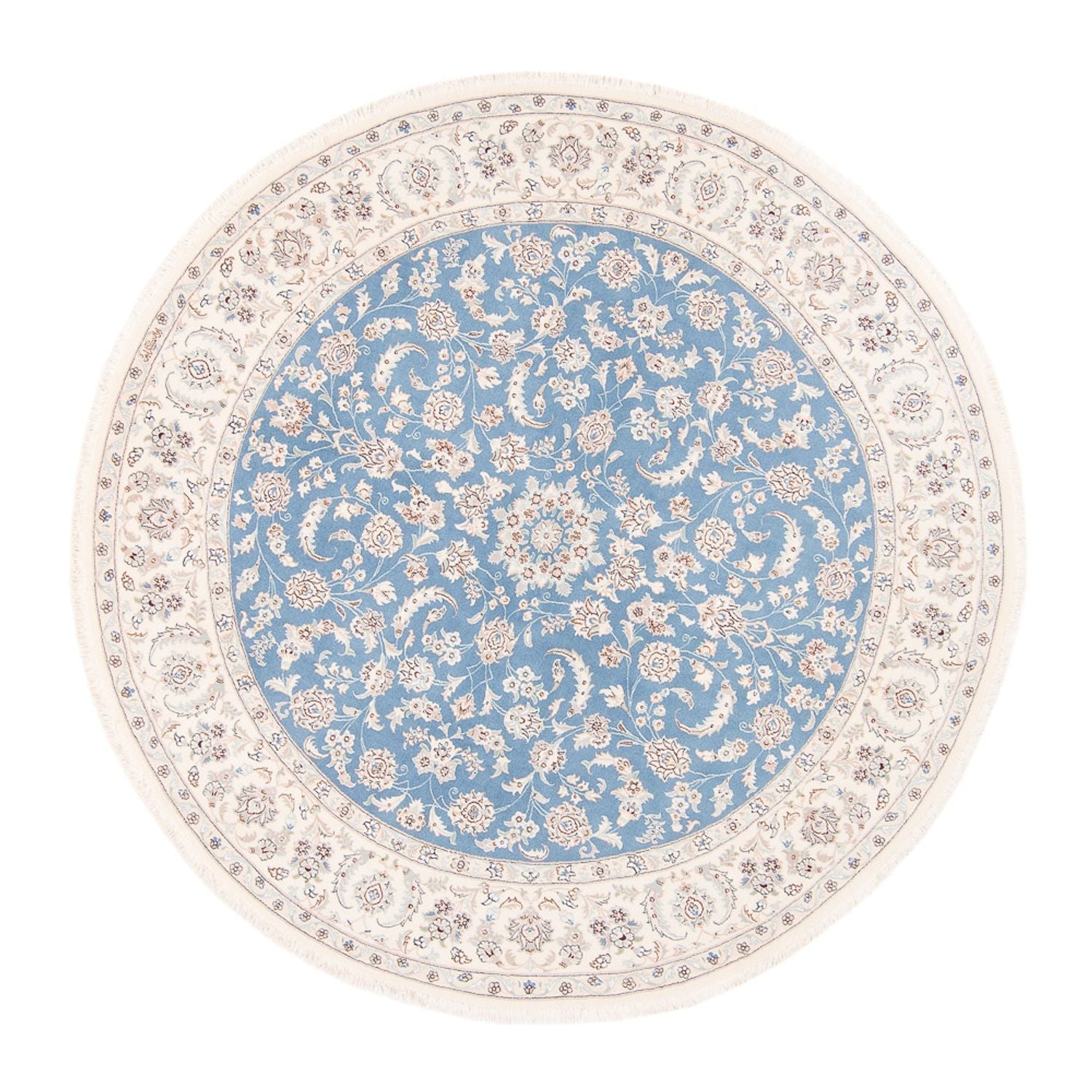 Perserteppich - Nain rund  - 200 x 200 cm - hellblau