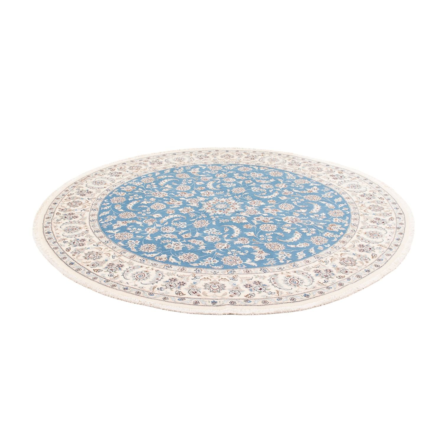 Perserteppich - Nain rund  - 200 x 200 cm - hellblau