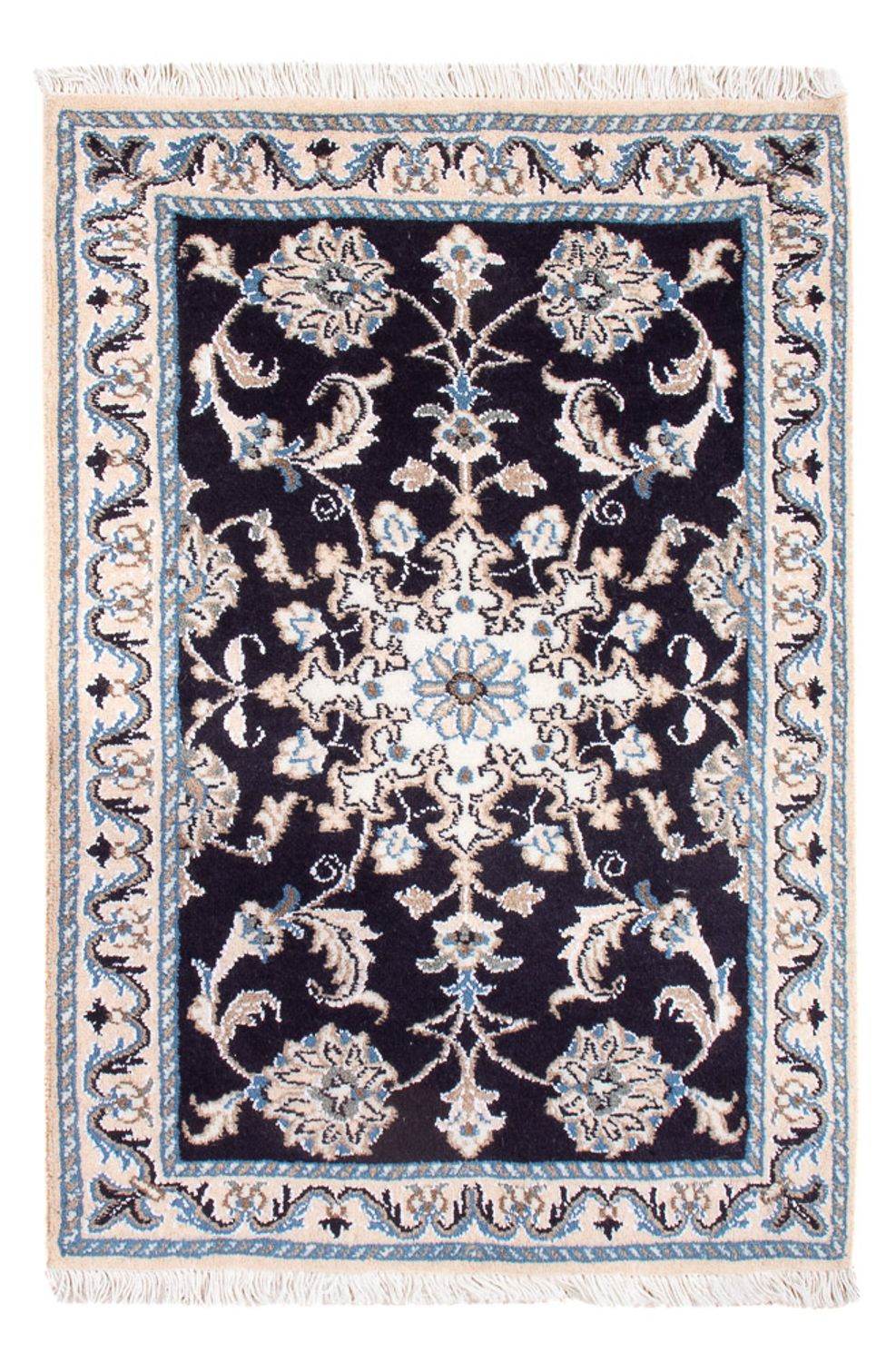 Perserteppich - Nain - Royal - 90 x 60 cm - dunkelblau